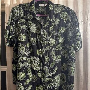 Carolina colours Tropical Black and Green Men's Hawaiian Shirt
